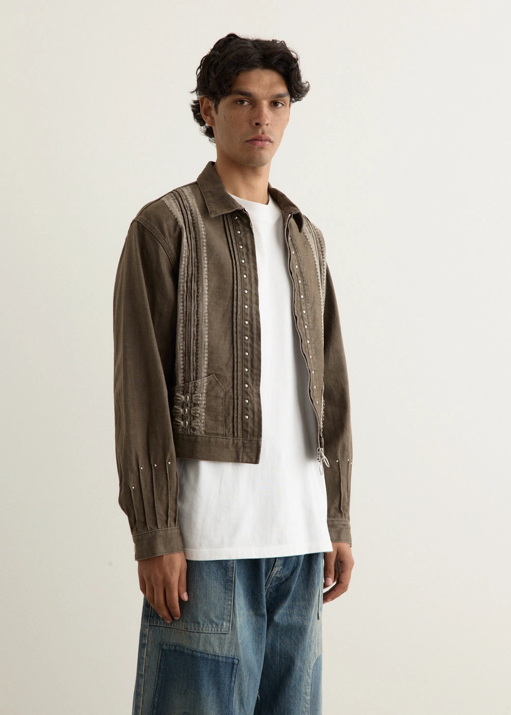 Noise Reducing Hardware 12oz YAGASURI Jacquard Denim Chimayo Drizzler JKT
