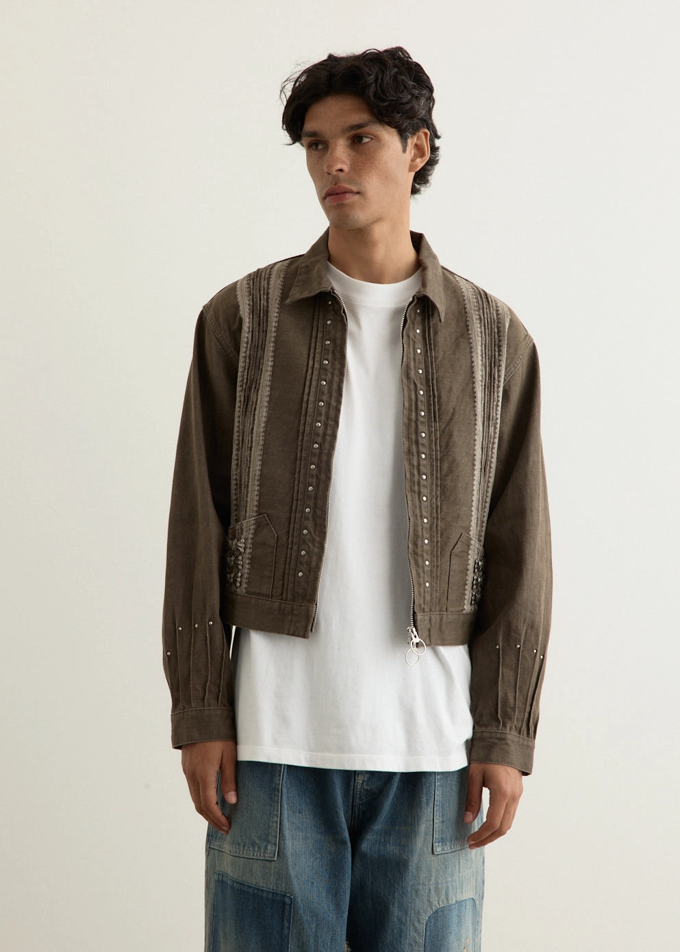 12oz YAGASURI Jacquard Denim Chimayo Drizzler JKT Versatile Styling