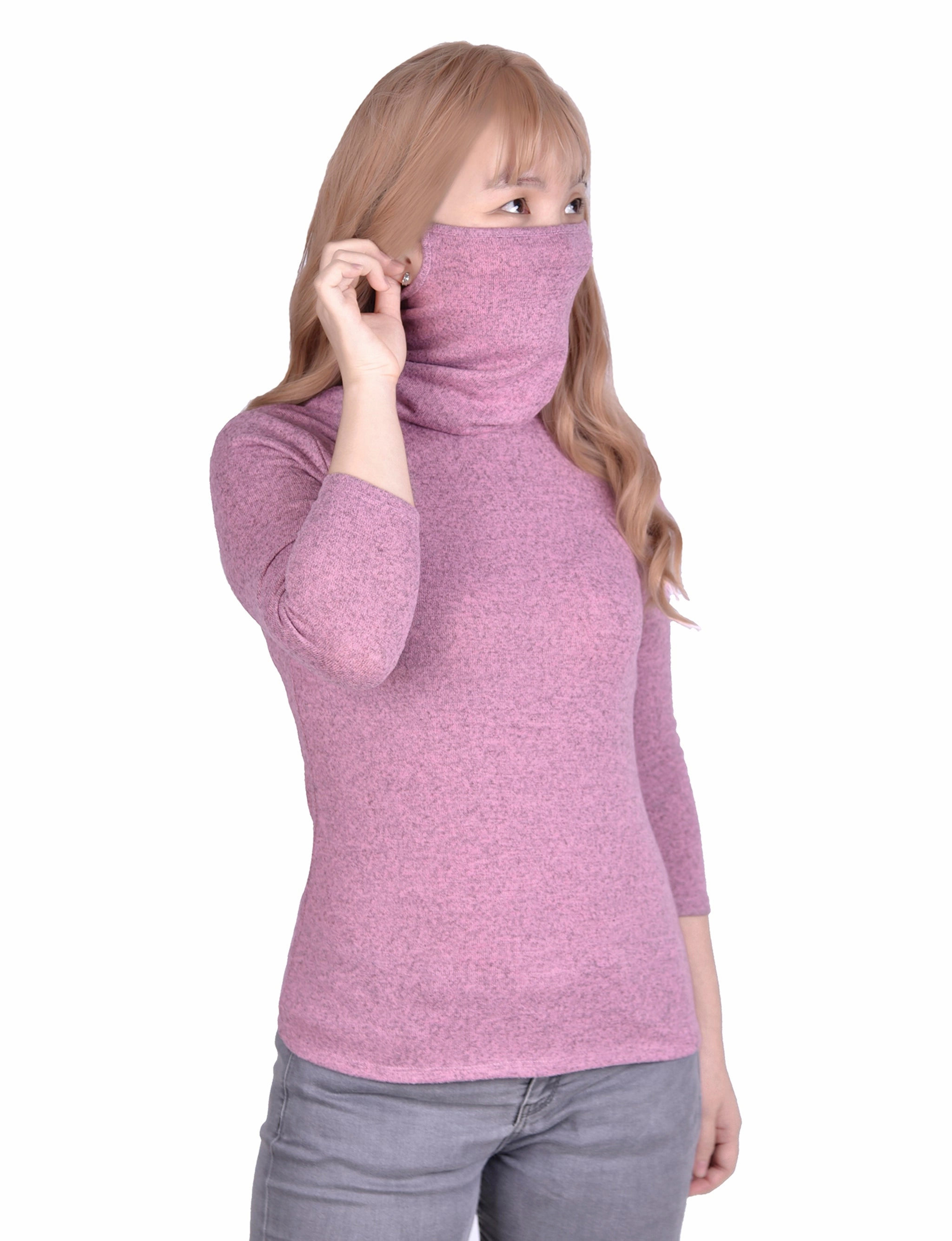 3/4 Sleeve Top With Gaiter Cowl Neck Odor Resistant Treatment