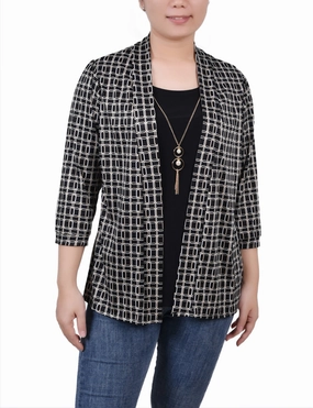 OdorResistant Treatment Fray Resistant Edges 3/4 Sleeve Two-Fer Top