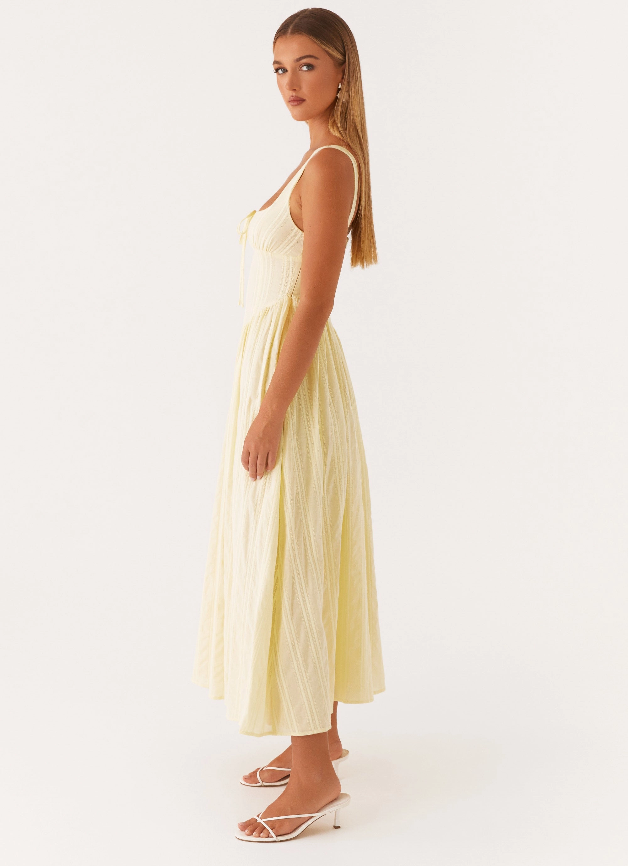 Pascuelle Midi Dress - Yellow Modern and Feminine Relaxed Layer