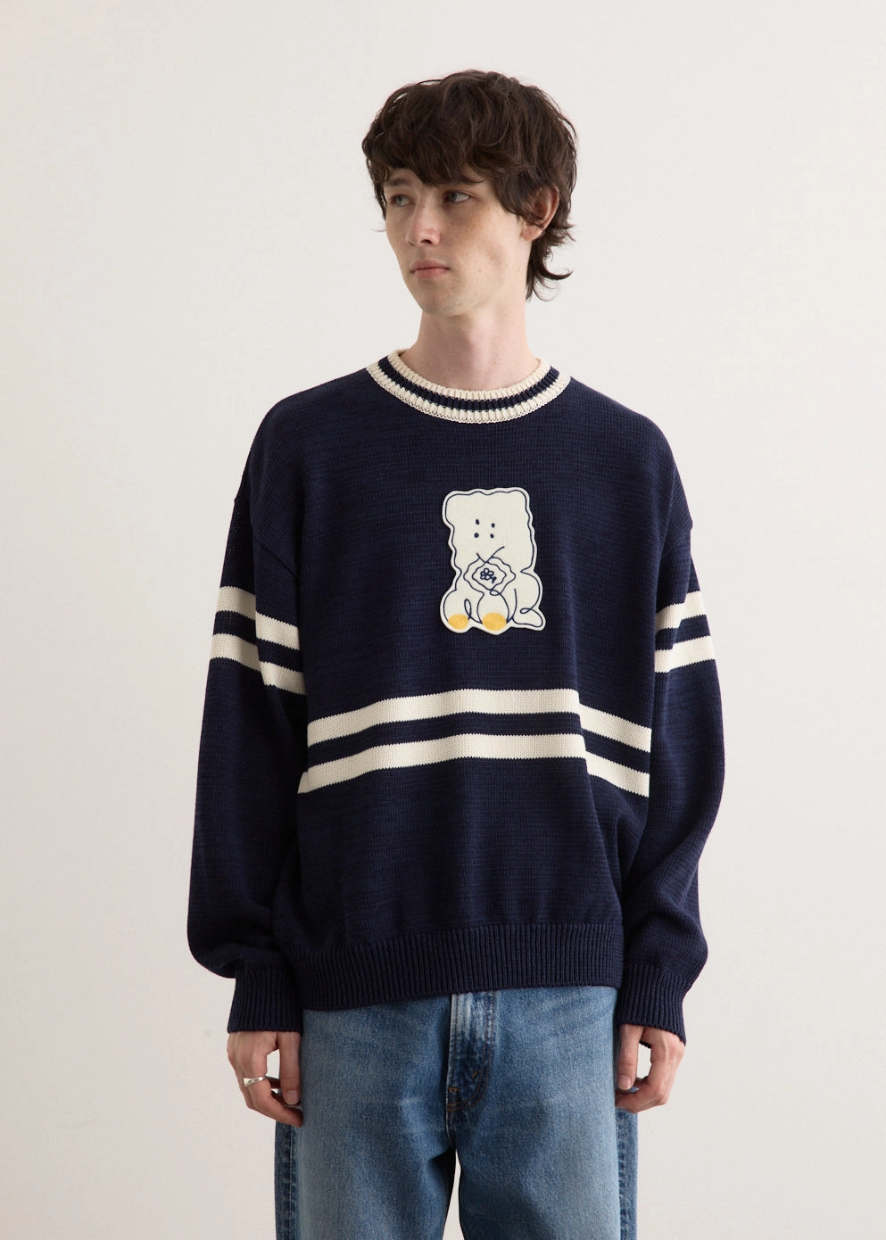 5G Cotton Knit PECKISH RAINBOWY IVY Crew Sweater Compact Knit Structure