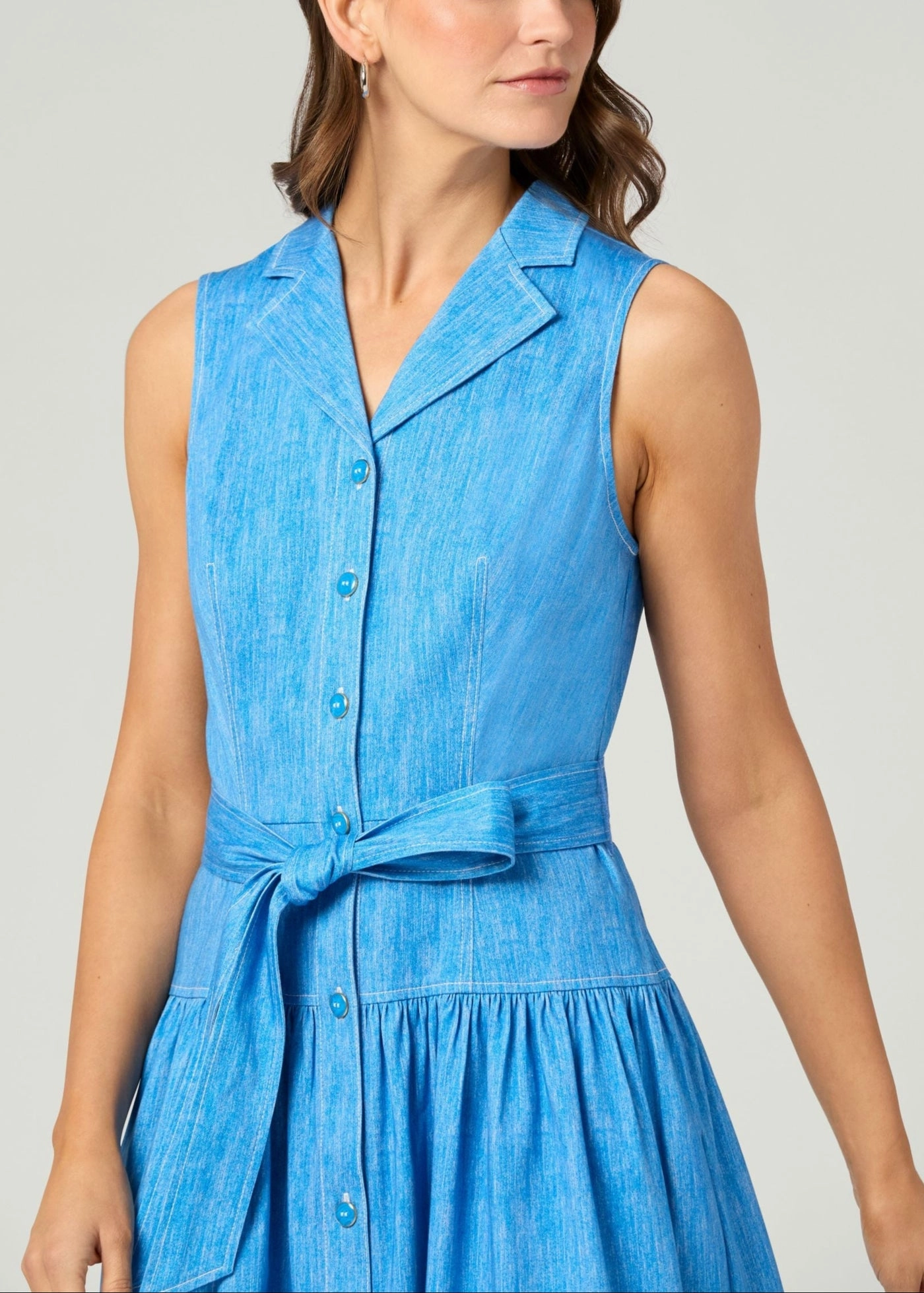 Ezra Dress in Chambray Melange Layered Look