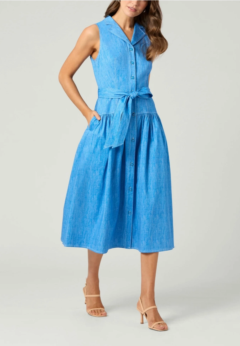 Fluid Fabric AntiPillTreatment Ezra Dress in Chambray Melange