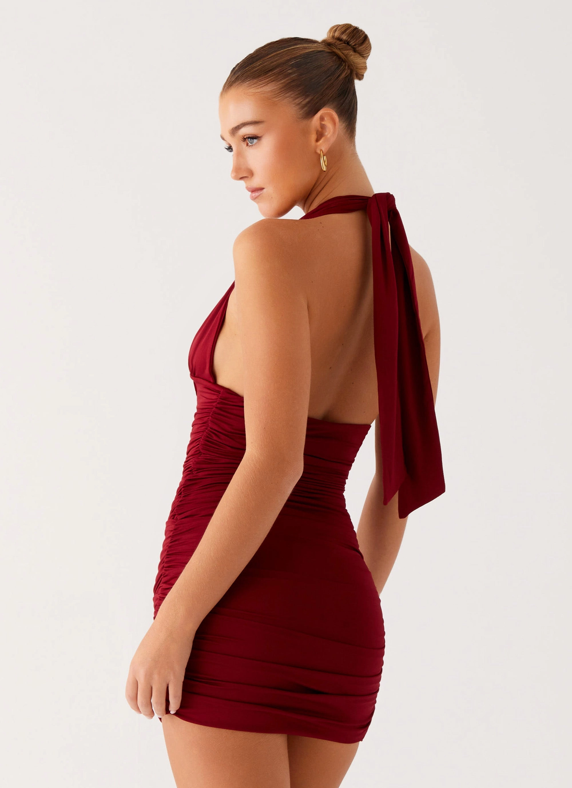 Happy Fit Office Fit Abelia Halter Mini Dress - Maroon