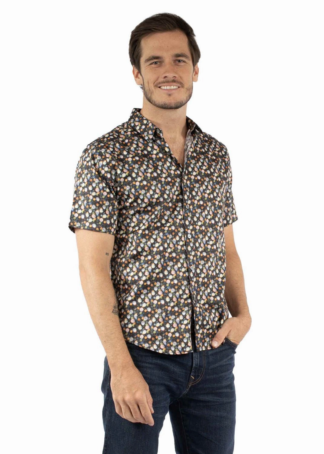 Scully Mens Egyptian Circles Multi-Color 100% Cotton S/S Shirt First Date
