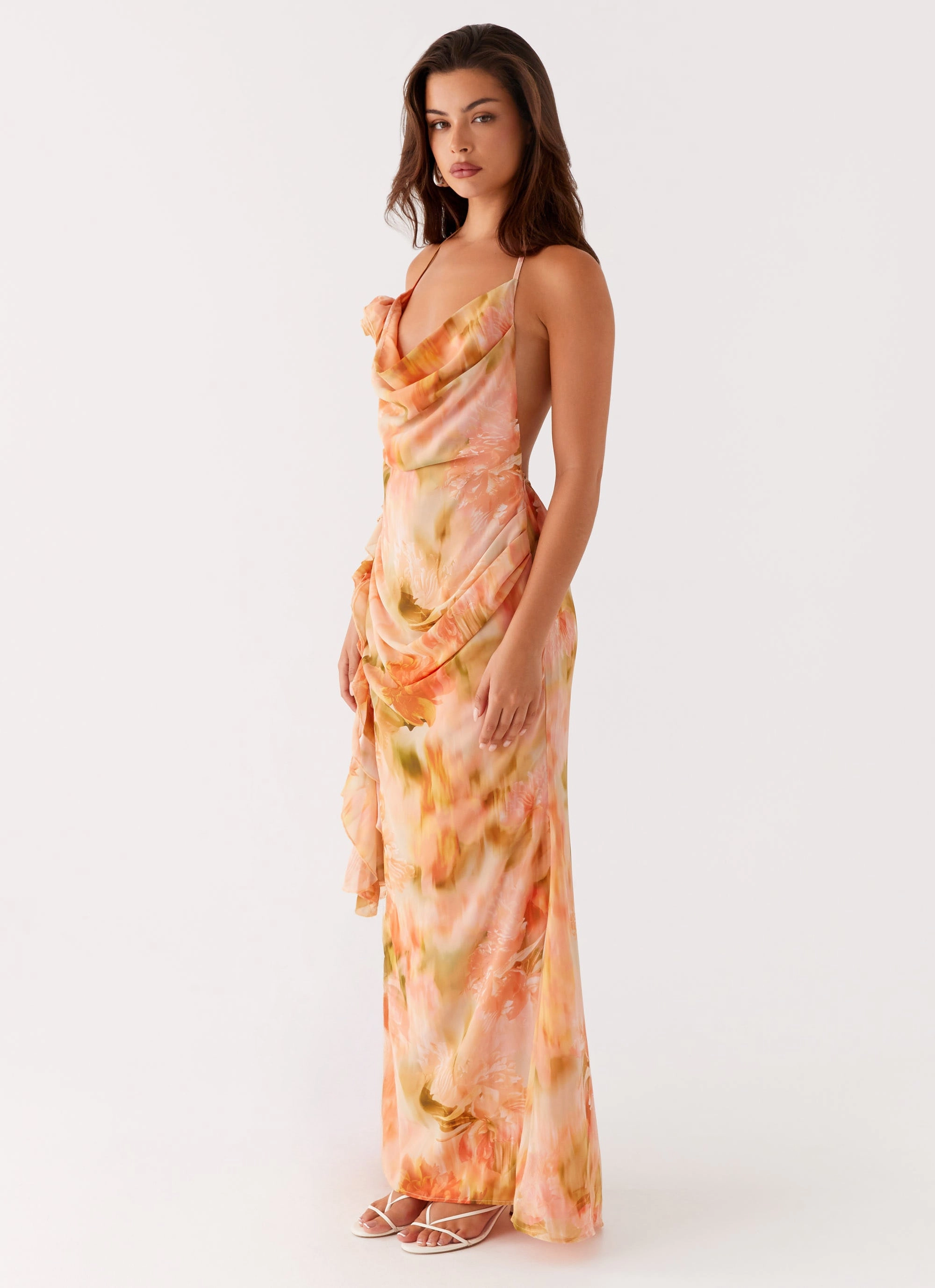 Diedre Rose Strappy Maxi Dress - Sunset Floral Semi Formal Romantic dinner wear