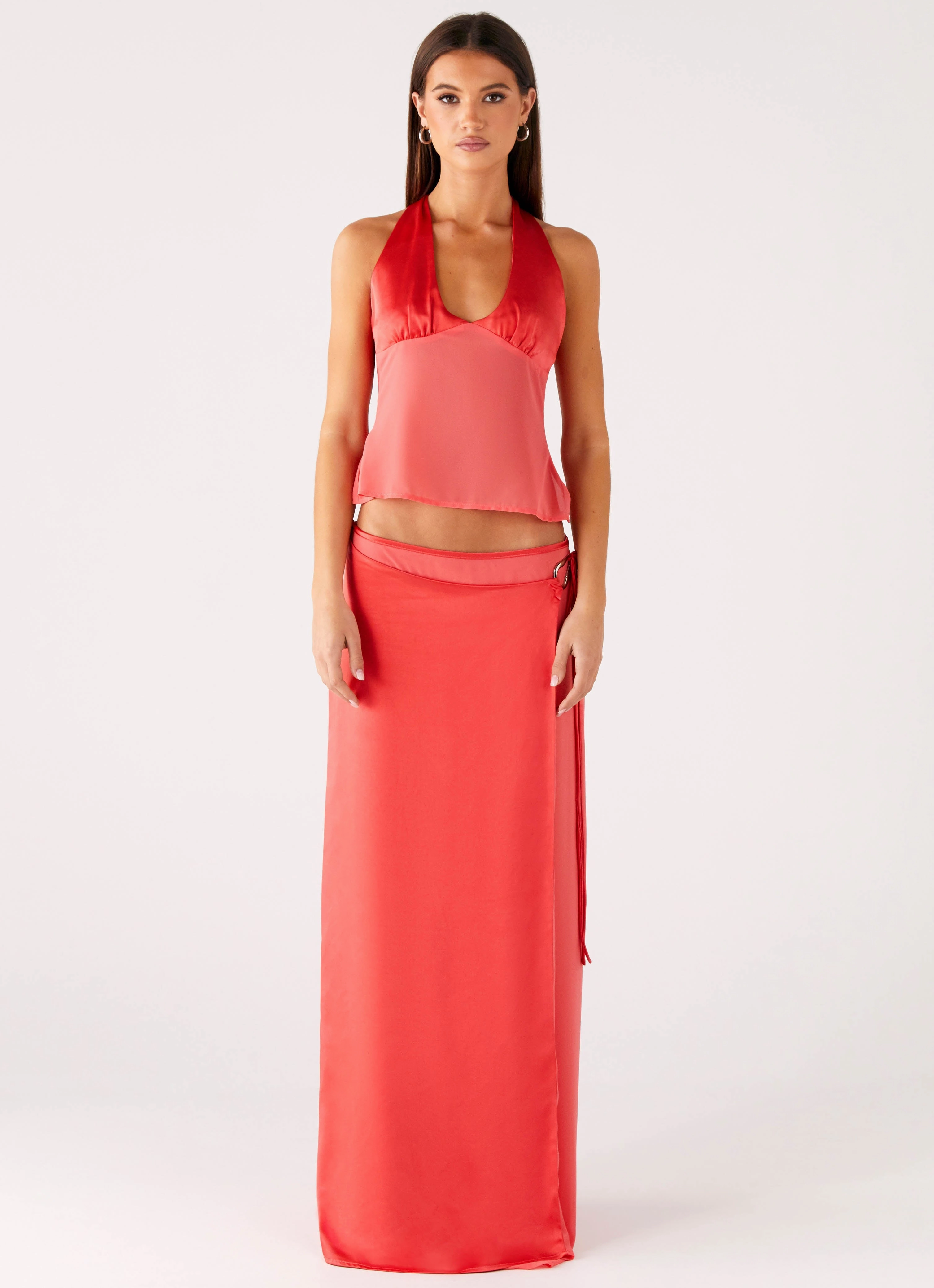 Outfit Combo Department Store Style Pollie Halter Top - Coral
