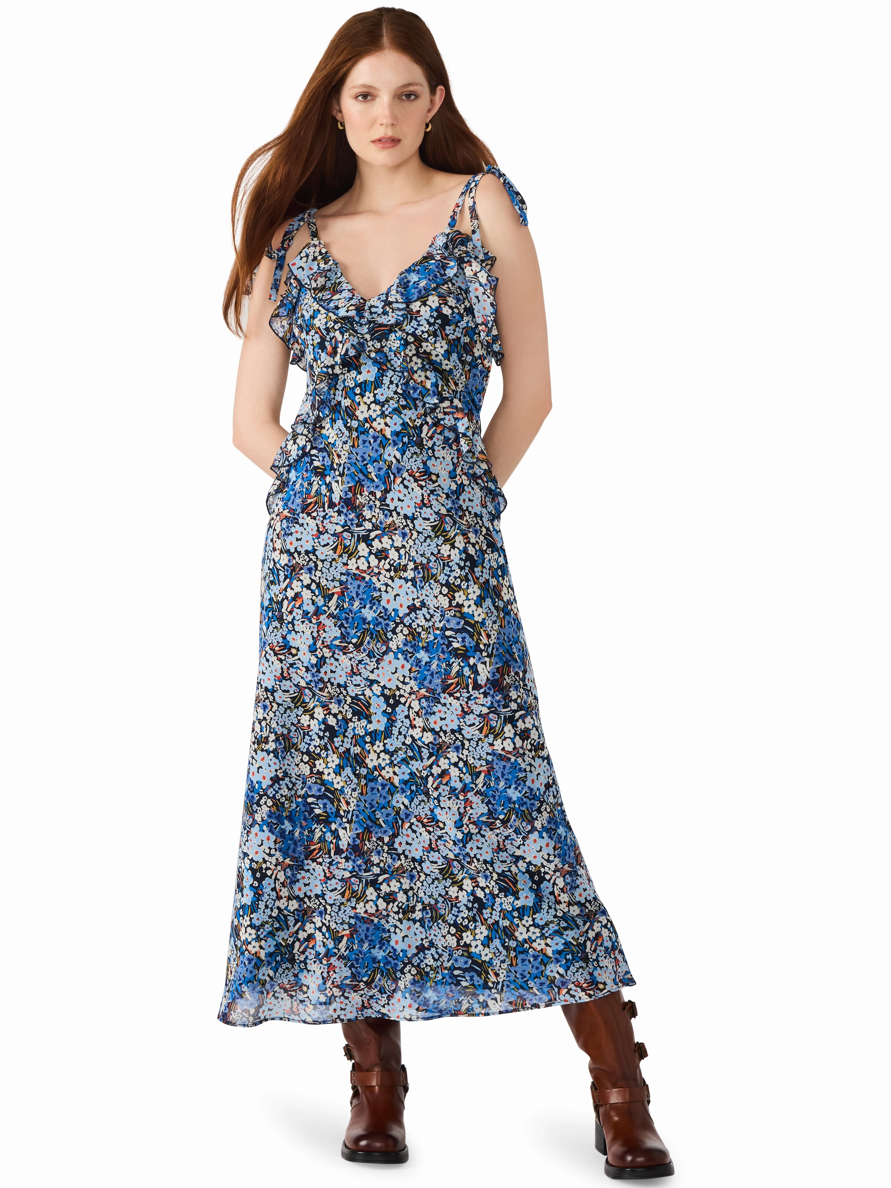 Adalina Dress in Bristol Blue wrap waist effortless grace
