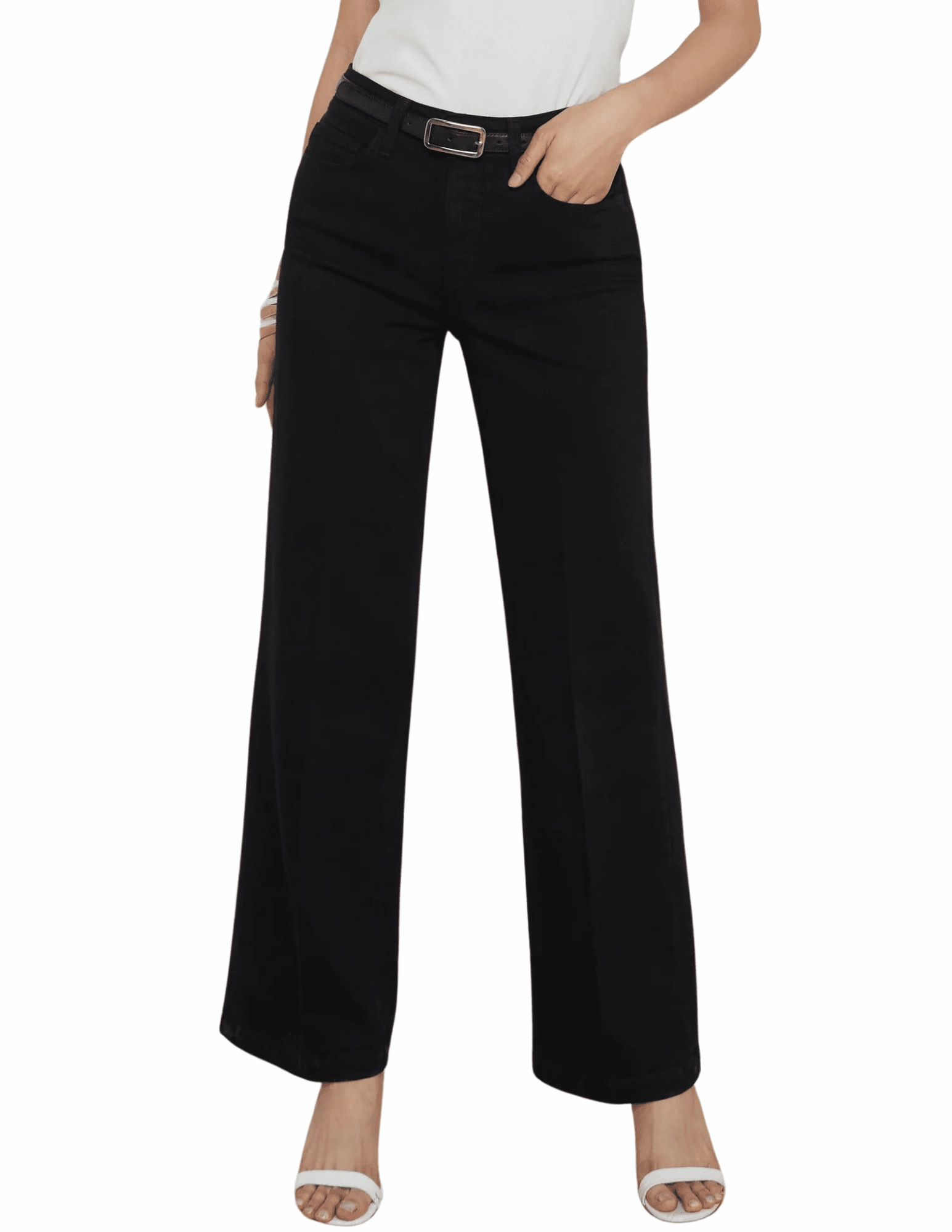 LAGENCE Scottie High Rise Wide Leg Jeans in Black Smooth Comfort Perfect Fit