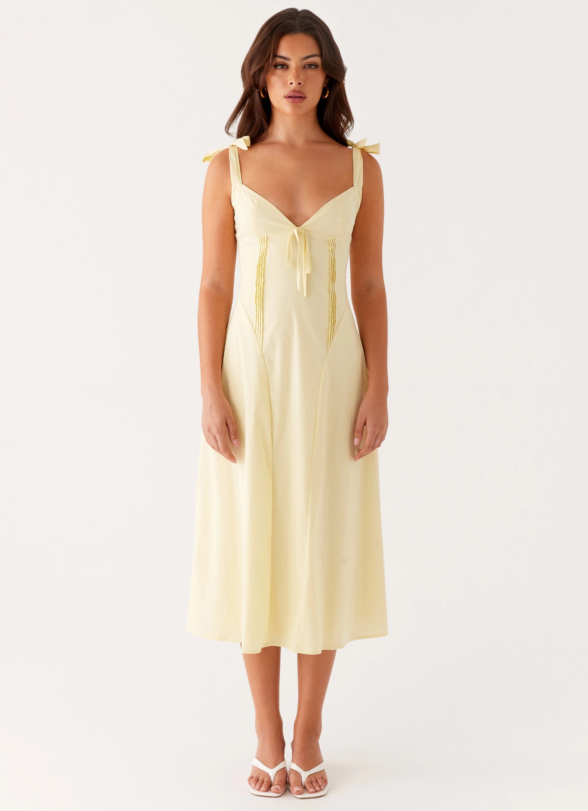 Adela Midi Dress - Yellow Office Shape Air Touch