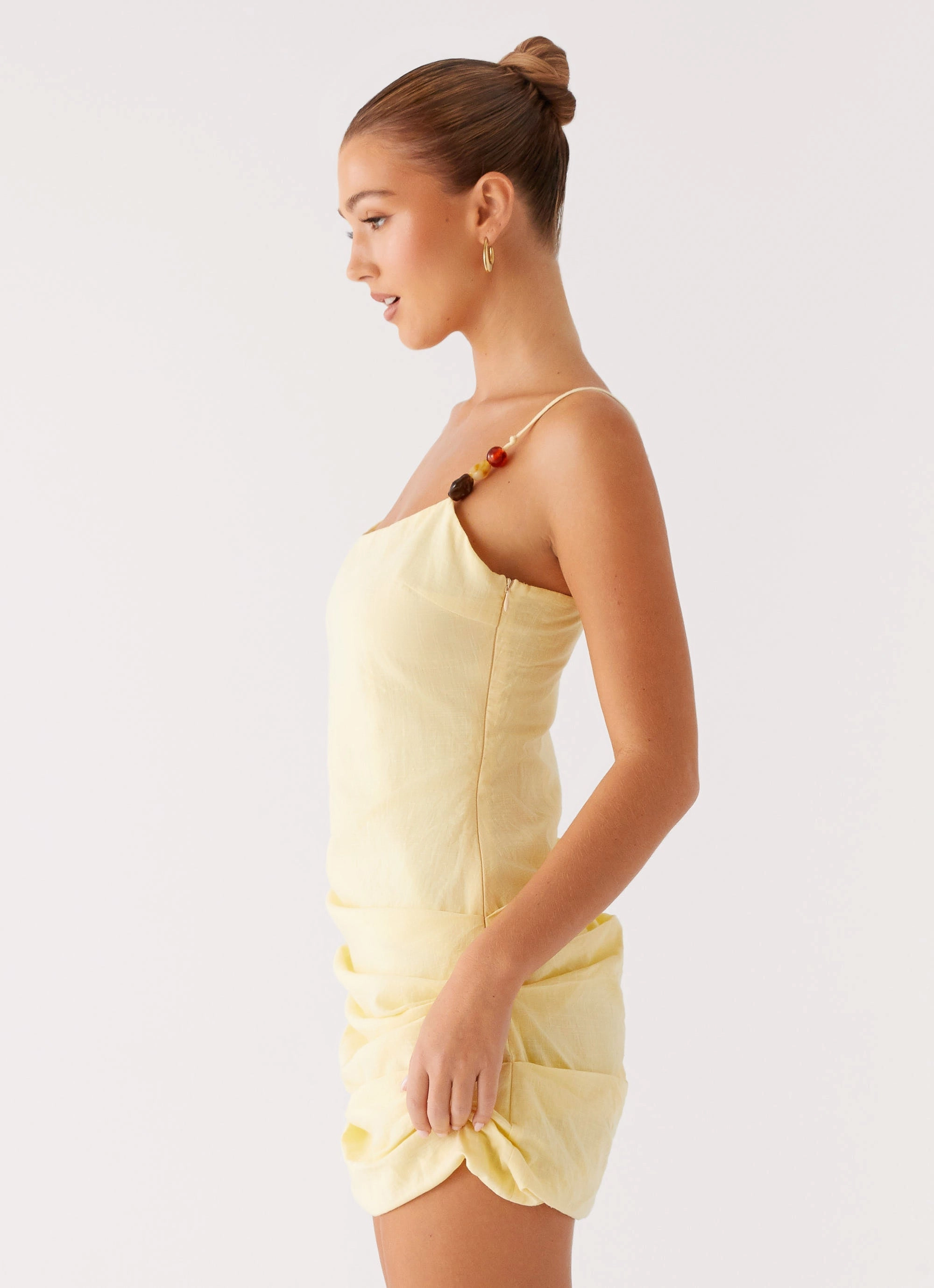 Sage Glow Adella Mini Dress - Yellow