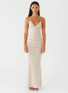 Elegant Line Jolina Lace Maxi Dress - White