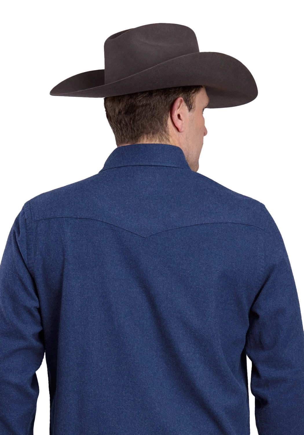 Wedding guest Stetson Mens 2473 Heather Flannel Navy 100% Cotton 1 Pkt L/S Shirt