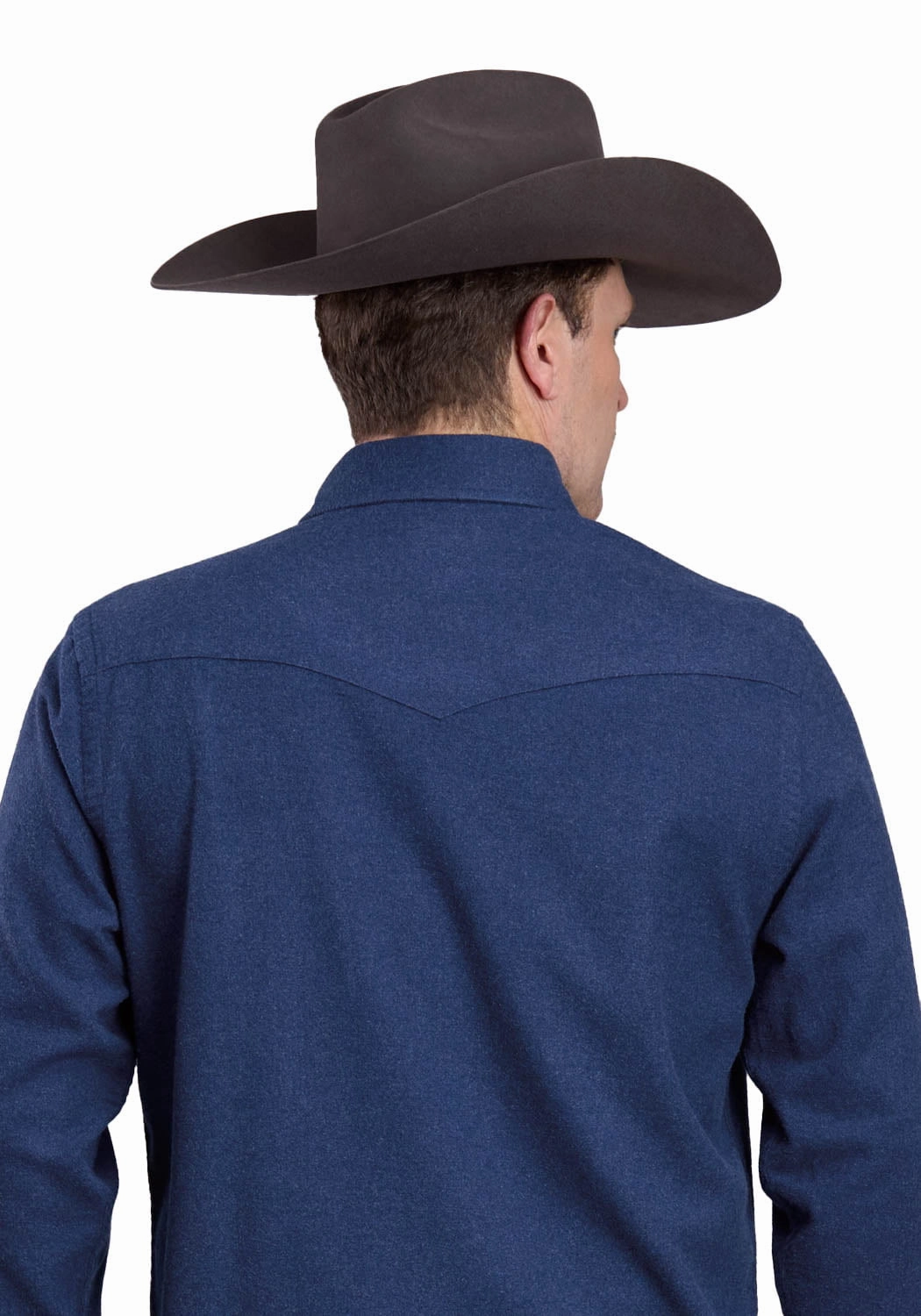 Midweight Textile Printed Pattern Stetson Mens 2473 Heather Flannel Navy 100% Cotton 1 Pkt L/S Shirt