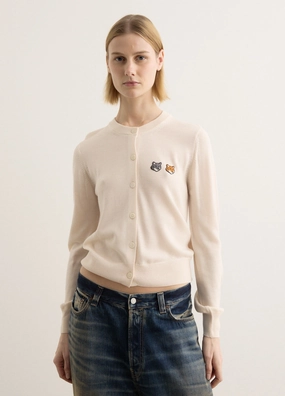 Layered Wind Barrier Ultra Lightweight Design Double Bold Fox Head Patch Regular Cardigan