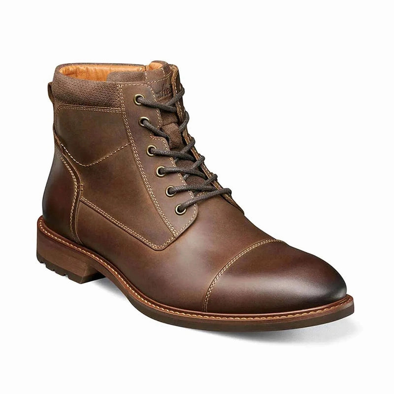 Men's Lodge Cap Toe Lace Up Boot Brown Work Utility Tactical Build