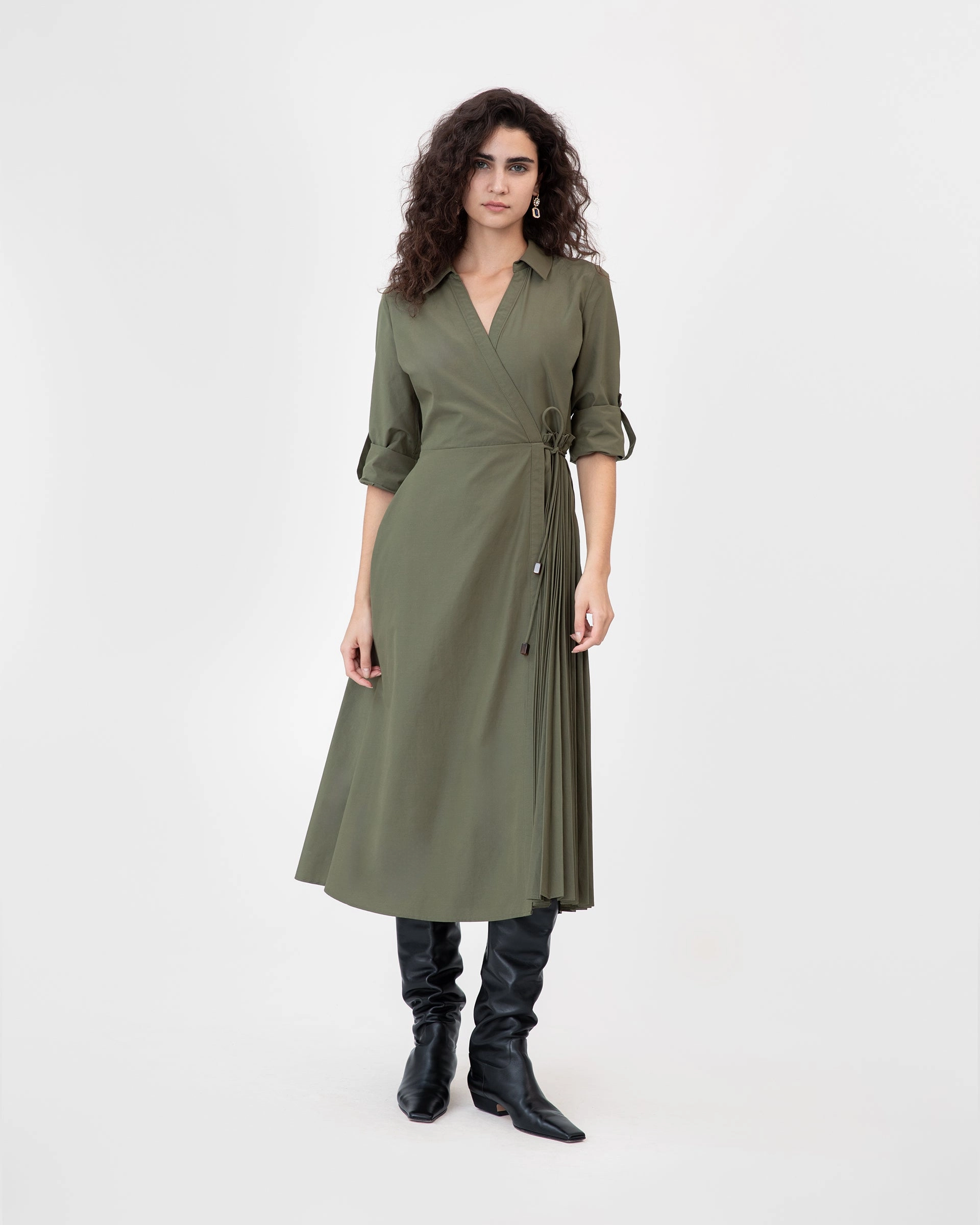 Long Sleeve Midi Shivon Dress Airy Layer