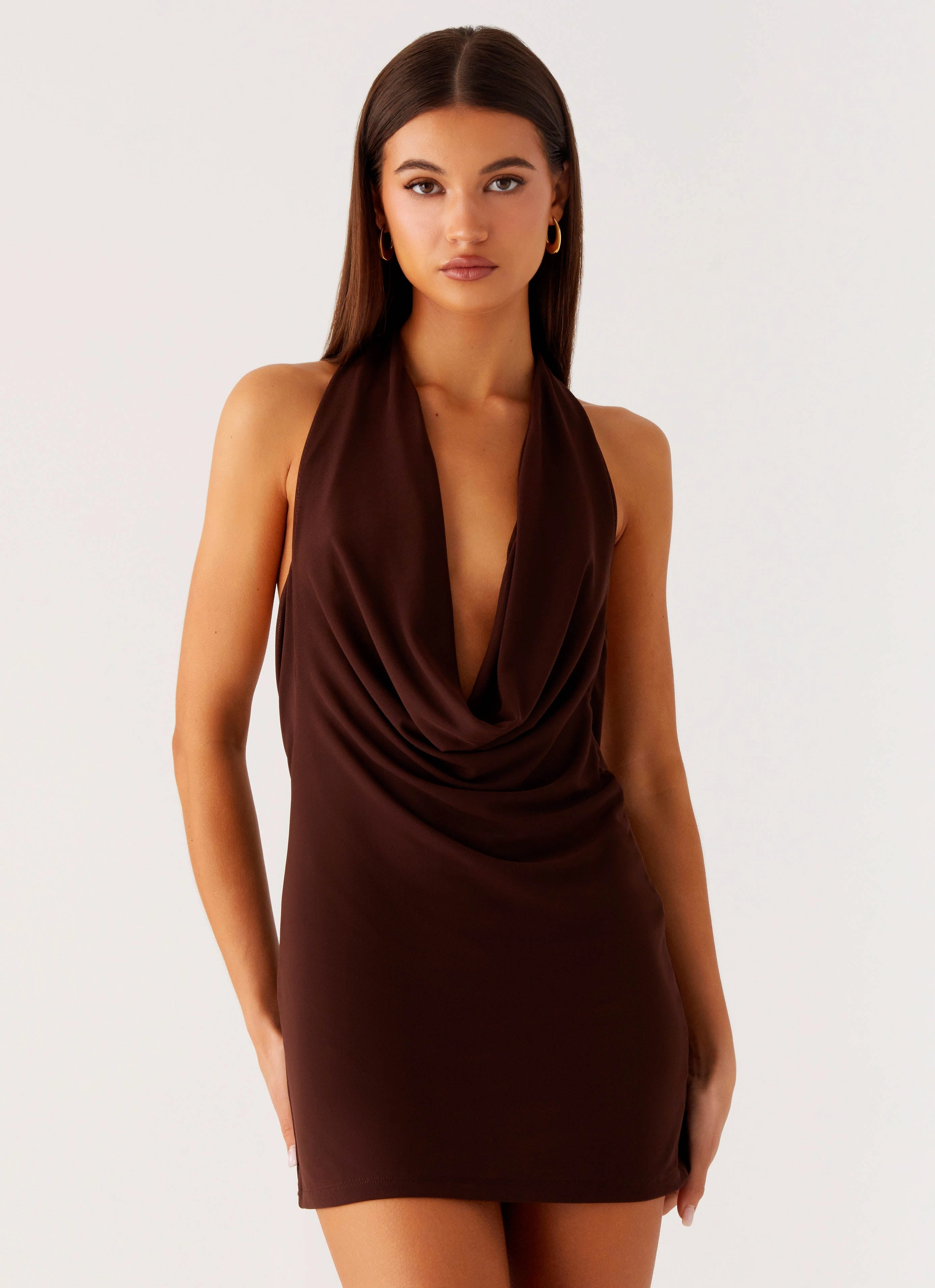Saffron Skies Mini Dress - Chocolate Vibrant Form