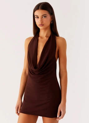 Year Rounder Smooth Flow Saffron Skies Mini Dress - Chocolate
