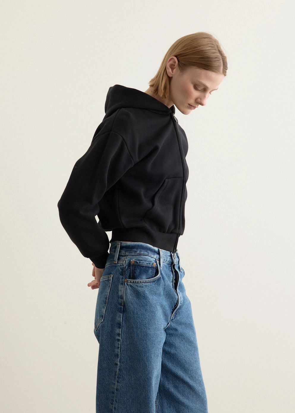 Women's Classic Fit Zip-Up Hoodie Articulated Knees