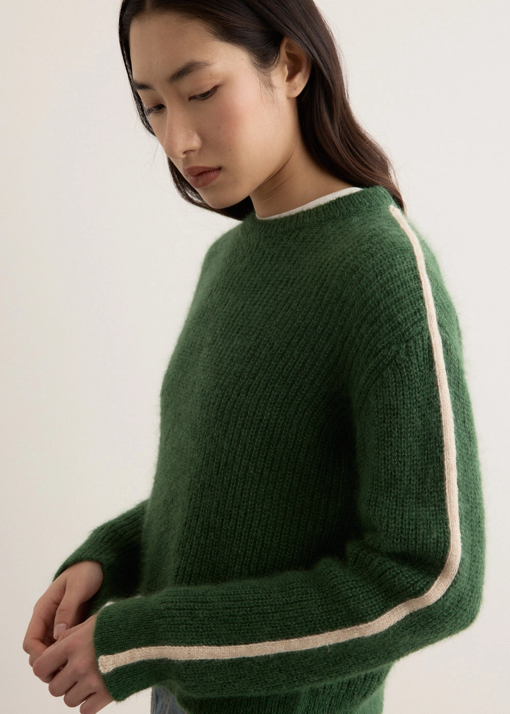 Arcade Stripe Sleeve Knit Hooded Knit Variation