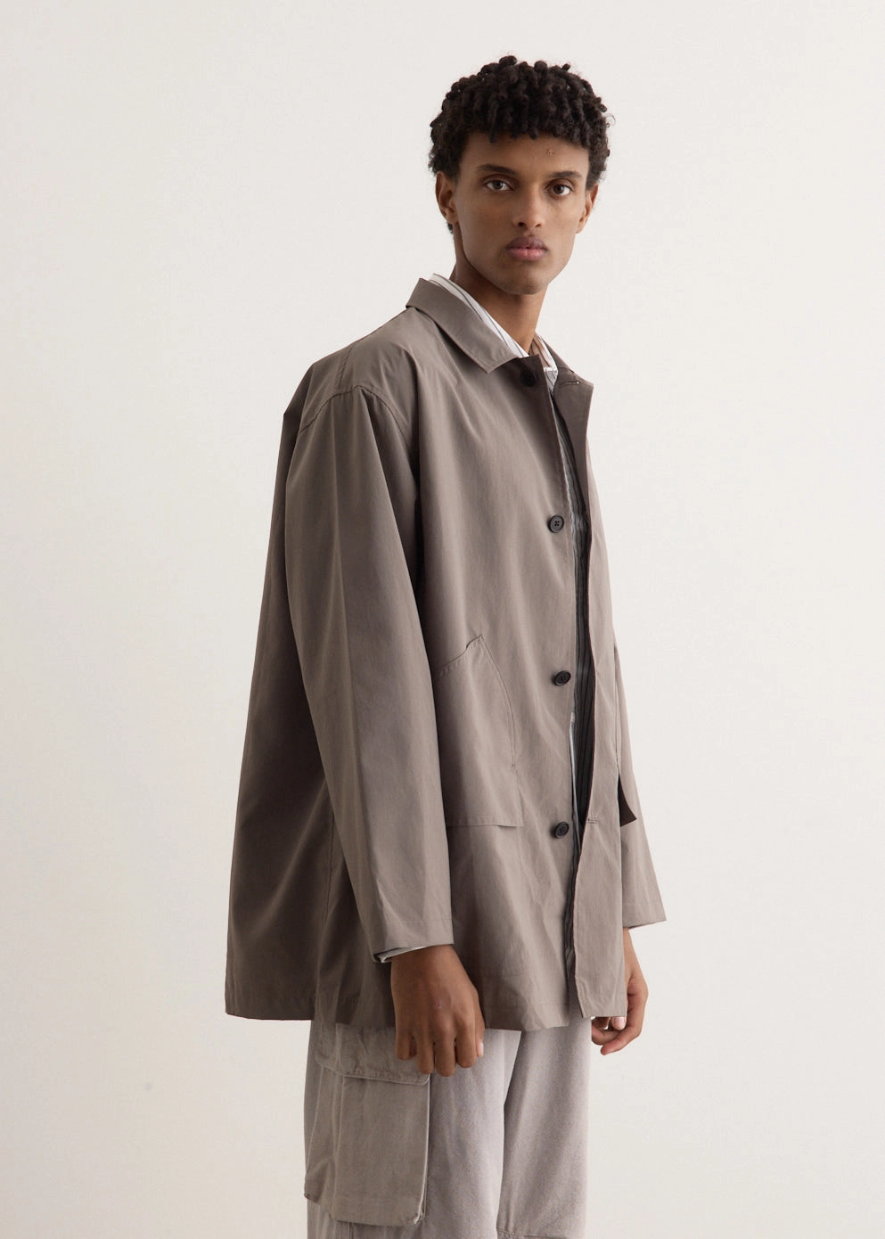 Convertible Collar Airy Half Coat