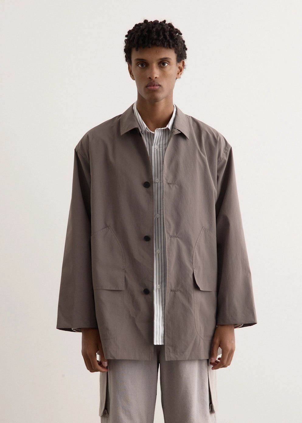 HighCollarDesign Windproof Hood Airy Half Coat