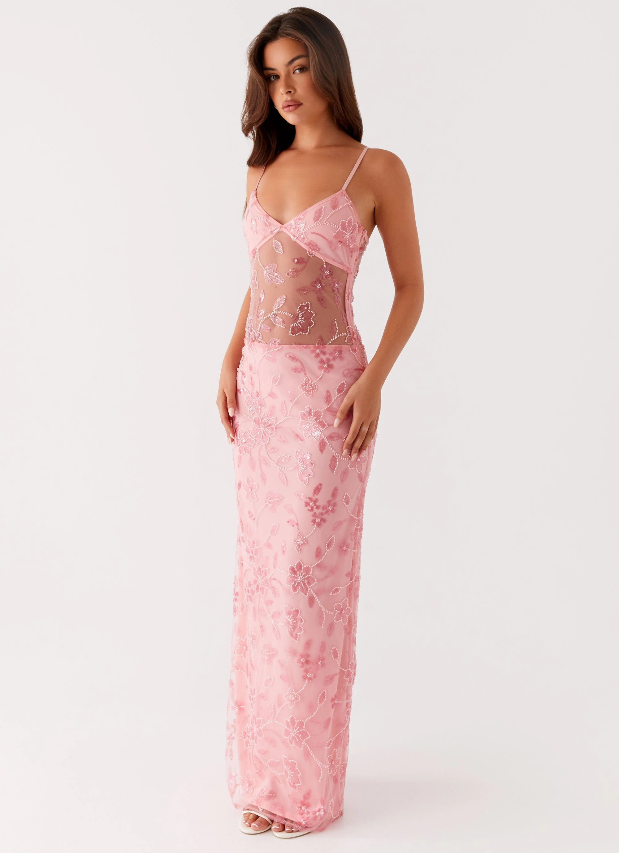 Akira Beaded Maxi Dress - Pink Orange Bold Fashion