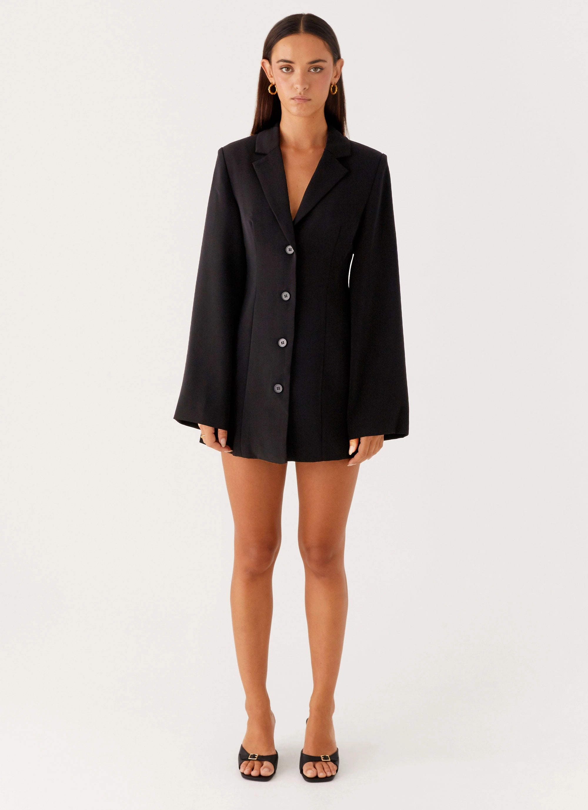Sleek And Stylish Albi Fitted Blazer Mini Dress - Black