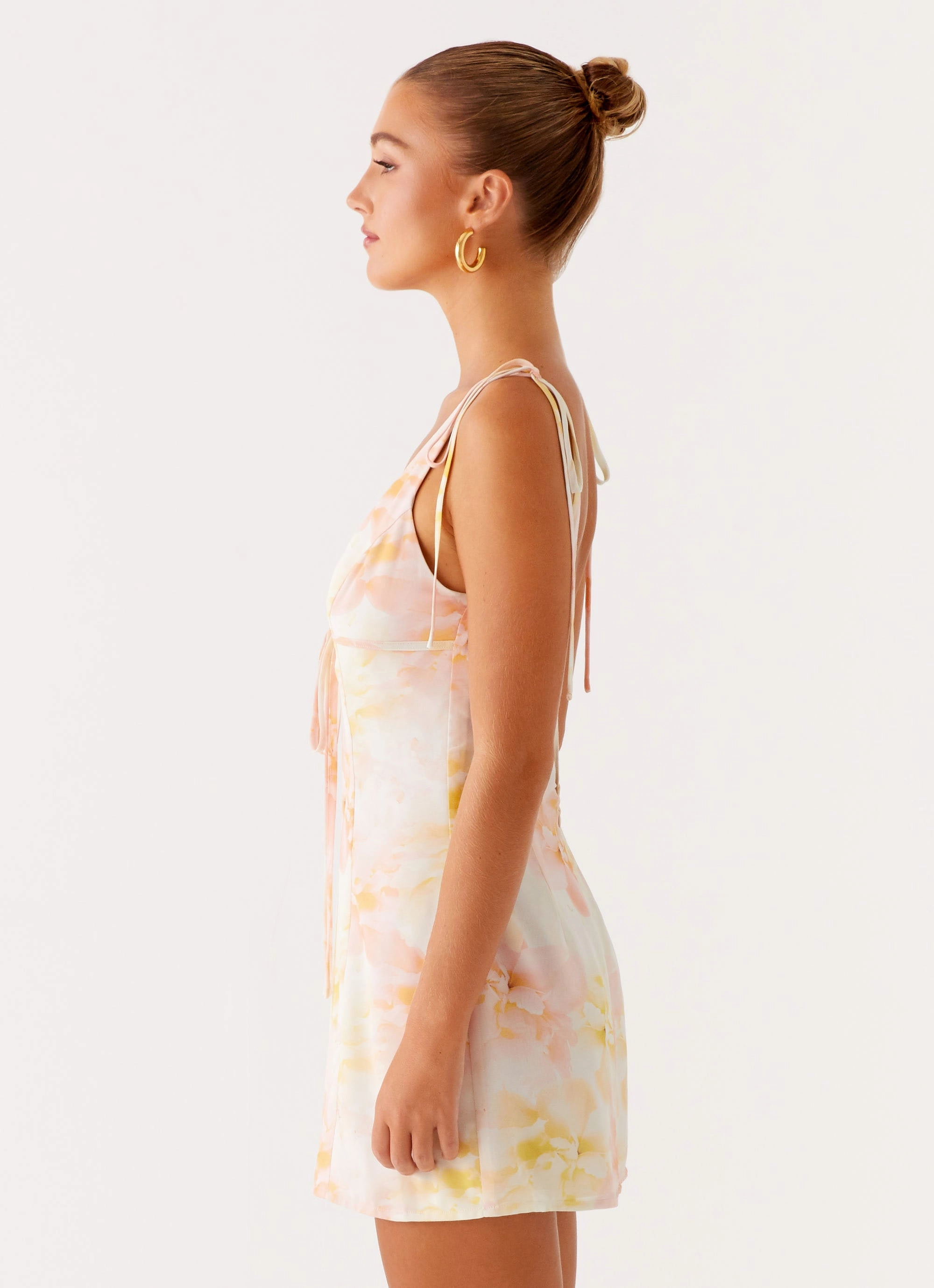 Soft and Smooth Front-Slit Alden Mini Dress - Floral Print