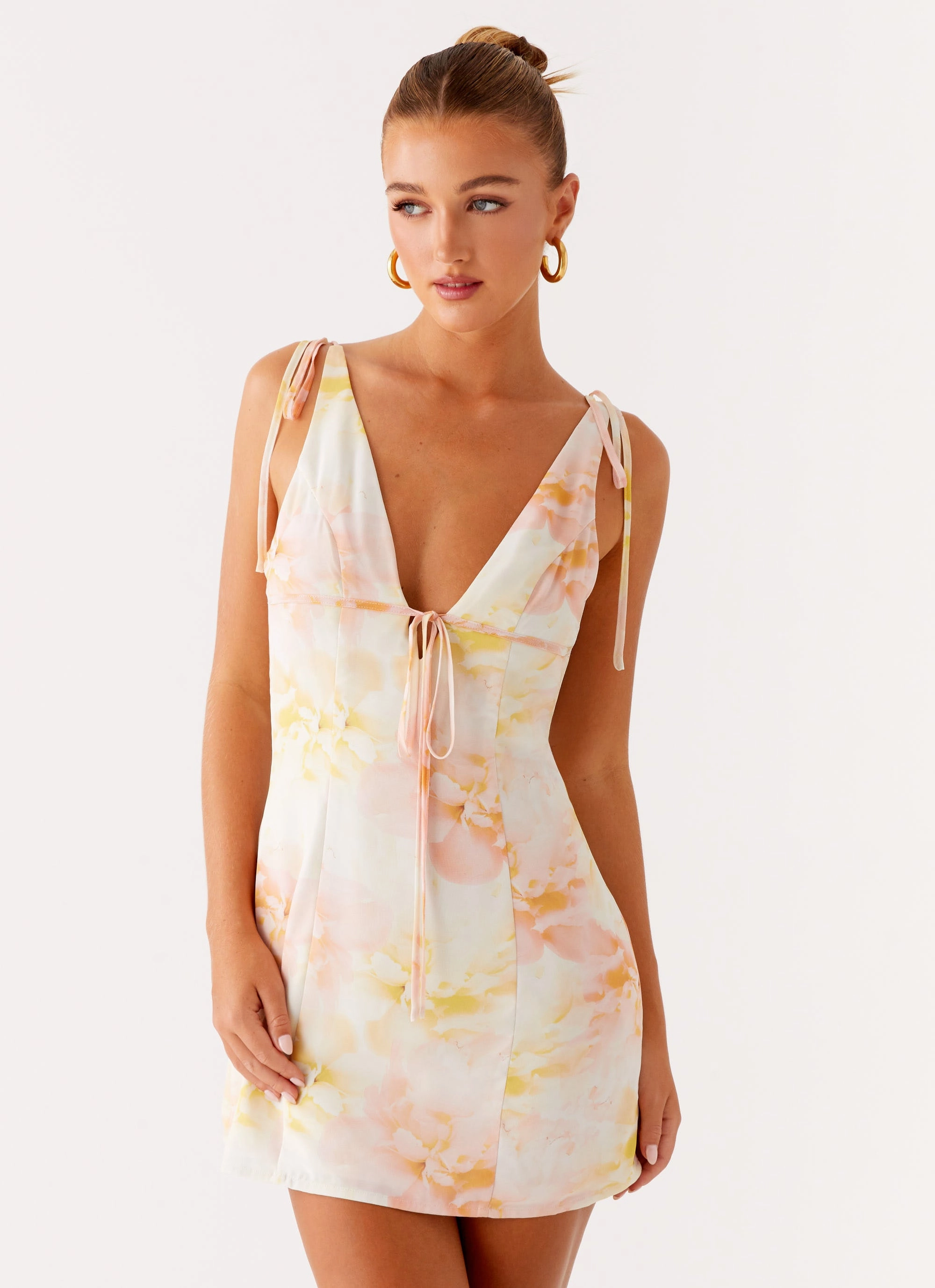 Alden Mini Dress - Floral Print Quiet Glow Layered Style
