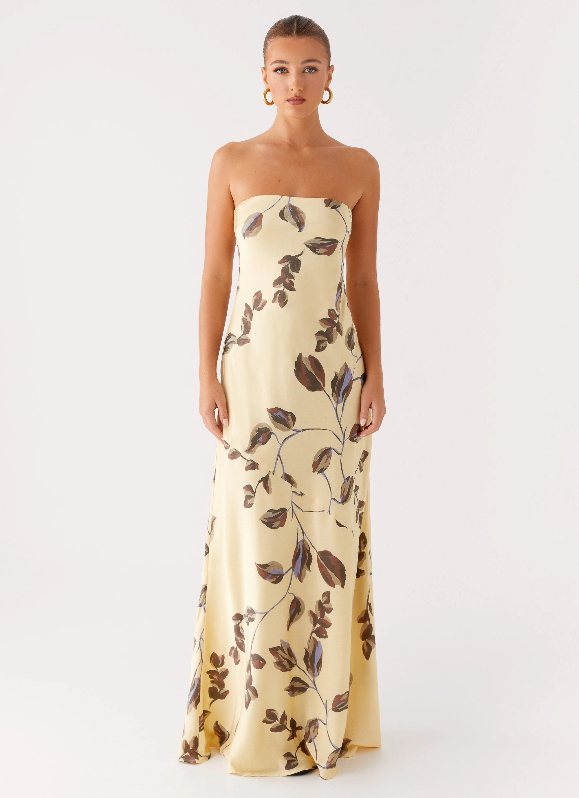 All Time Vibrant Design Alisa Strapless Maxi Dress - Buttercream Bliss