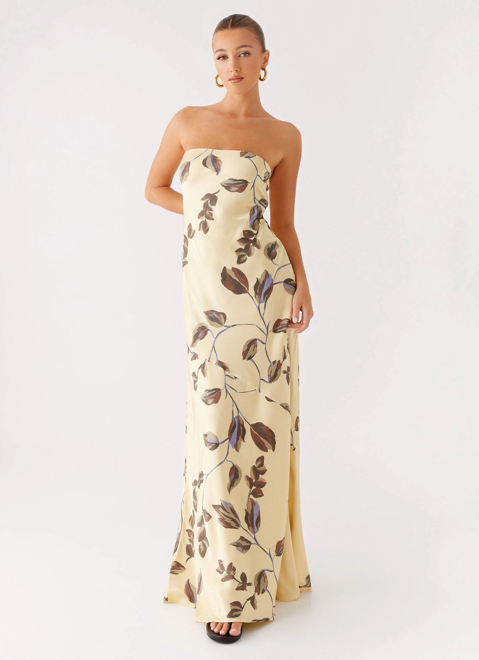 flattering appearance Vibe Style Alisa Strapless Maxi Dress - Buttercream Bliss