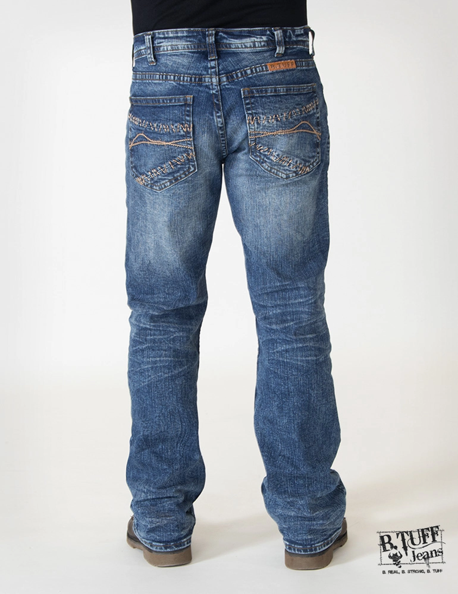 Winter Warmth Sustainable Mens Light Wash Cotton Blend Jeans B.Cruzn