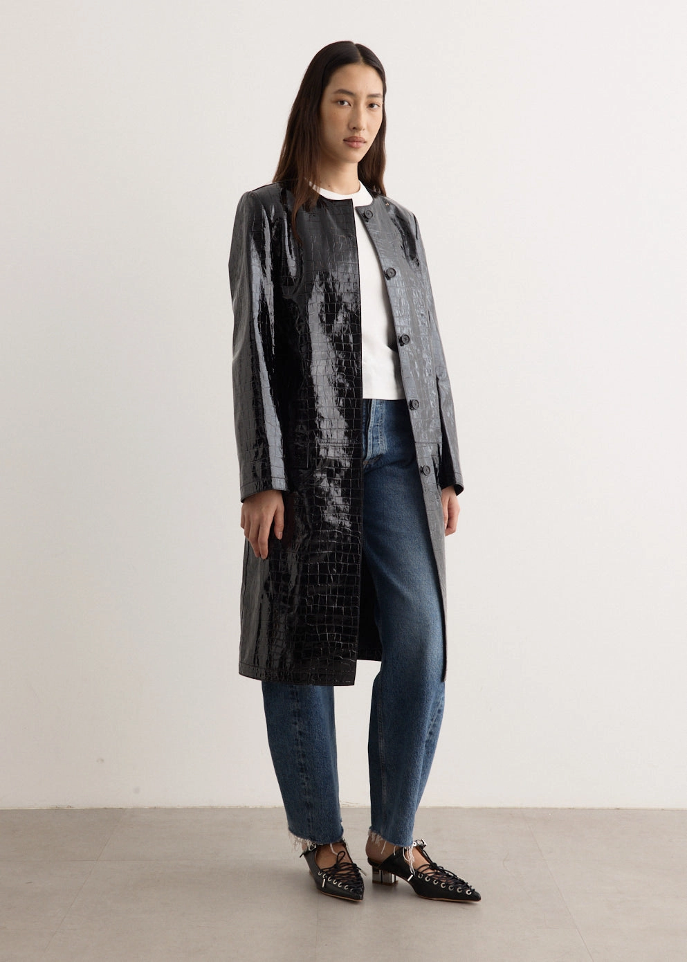 Croco Embossed Coat Quick Pull Zipper UV Resistant Finish