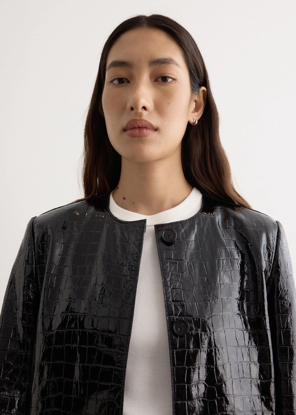 Functional Piece Croco Embossed Coat