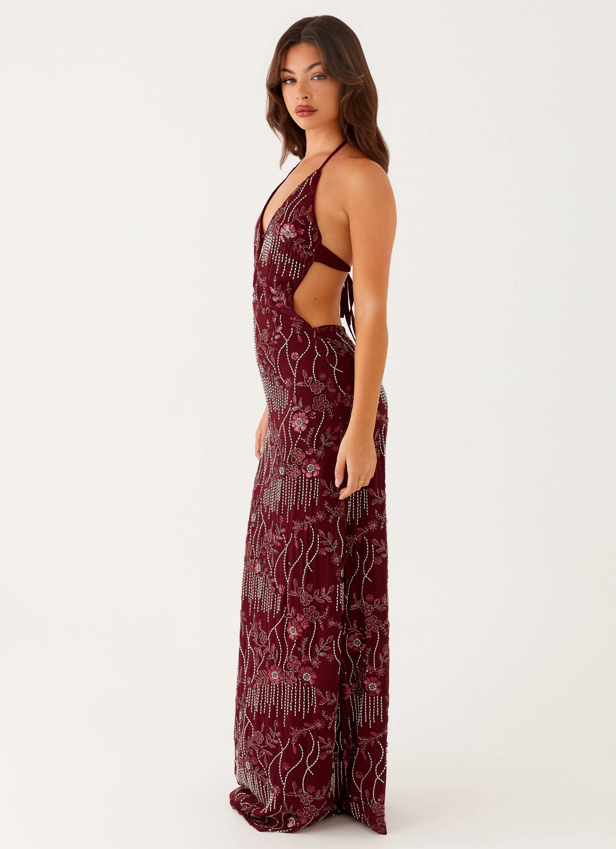 All For Love Maxi Dress - Burgundy Minimalist Look