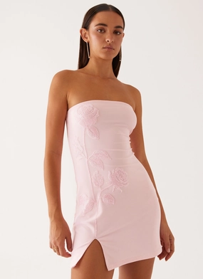 Light Fabric Enora Beaded Mini Dress - Baby Pink
