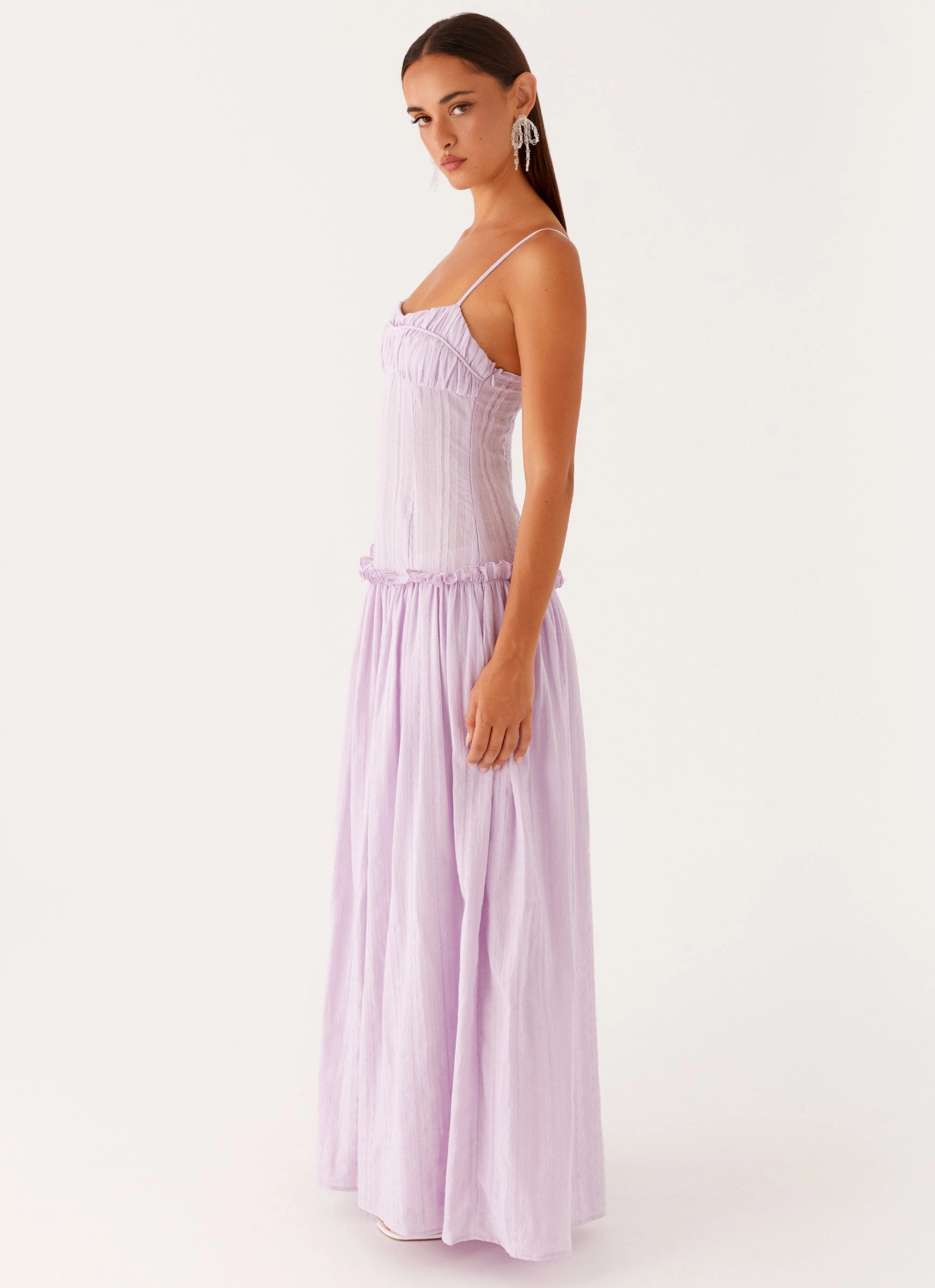 Jacinda Drop Waist Maxi Dress - Lavender Sequin-Detail Breezy Mood
