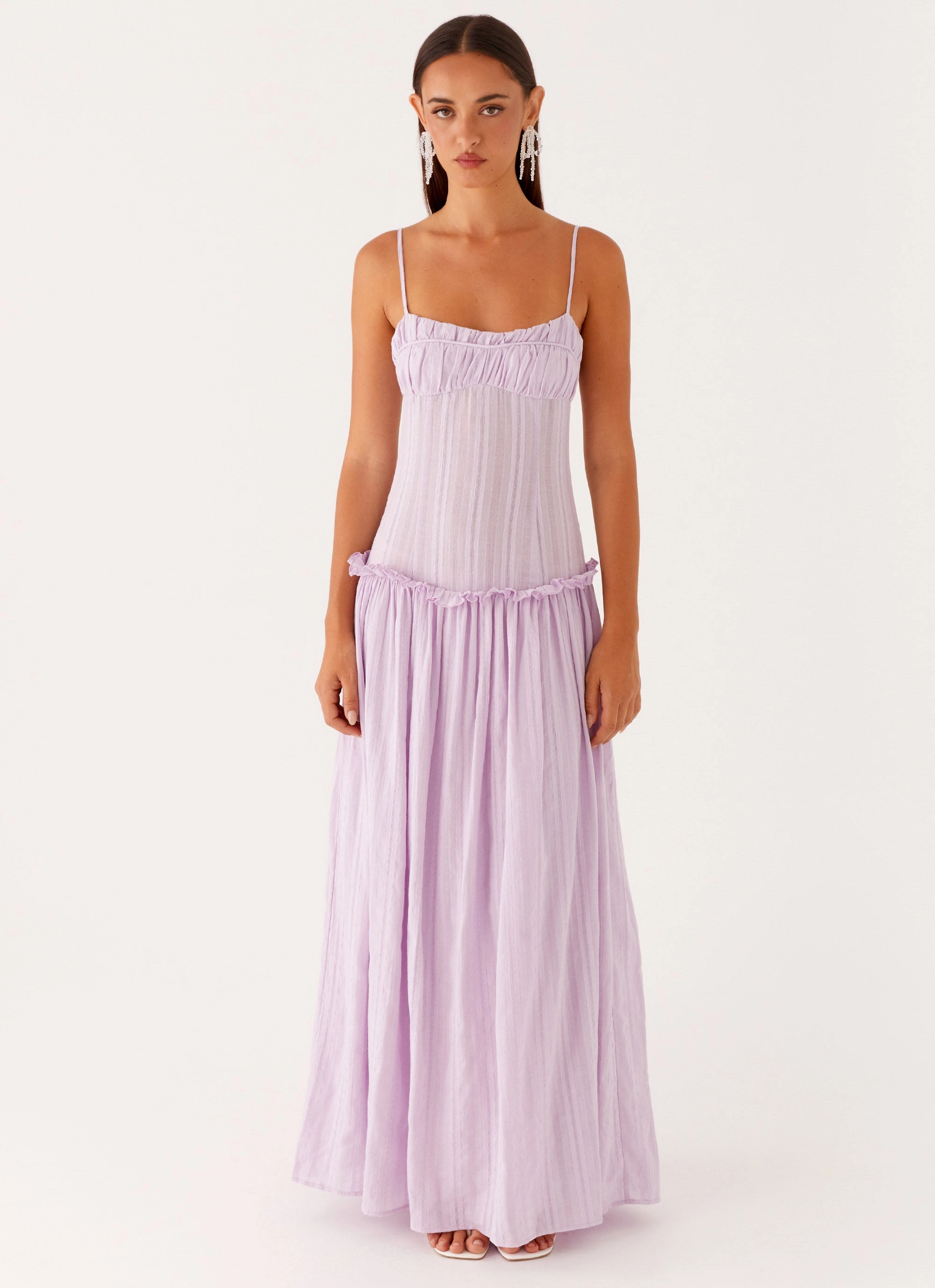 Jacinda Drop Waist Maxi Dress - Lavender Lazy Pick
