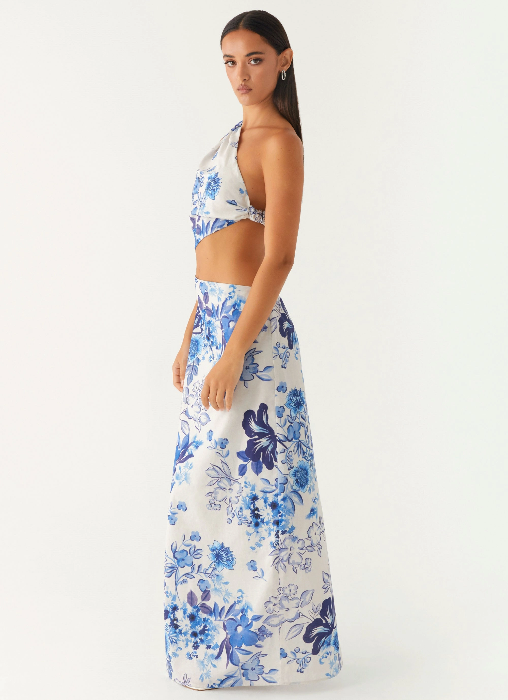 All Summer Long Maxi Dress - Serene Sky Floral Peace View