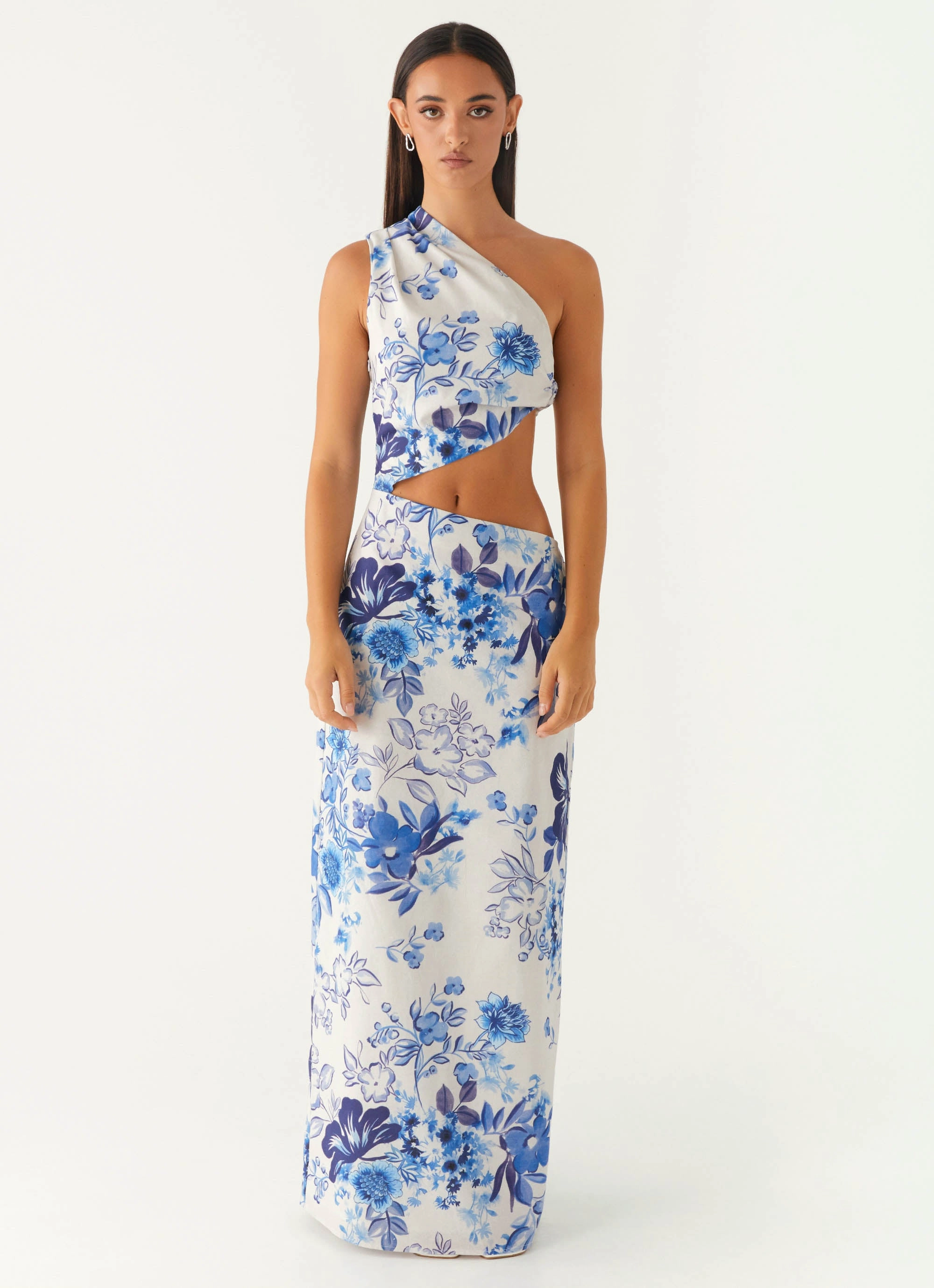 All Summer Long Maxi Dress - Serene Sky Floral Padded-Bust Shine Moment