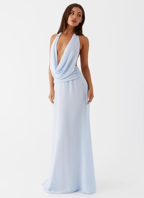 Airy Fit A-Line Elysia Chiffon Maxi Dress - Baby Blue