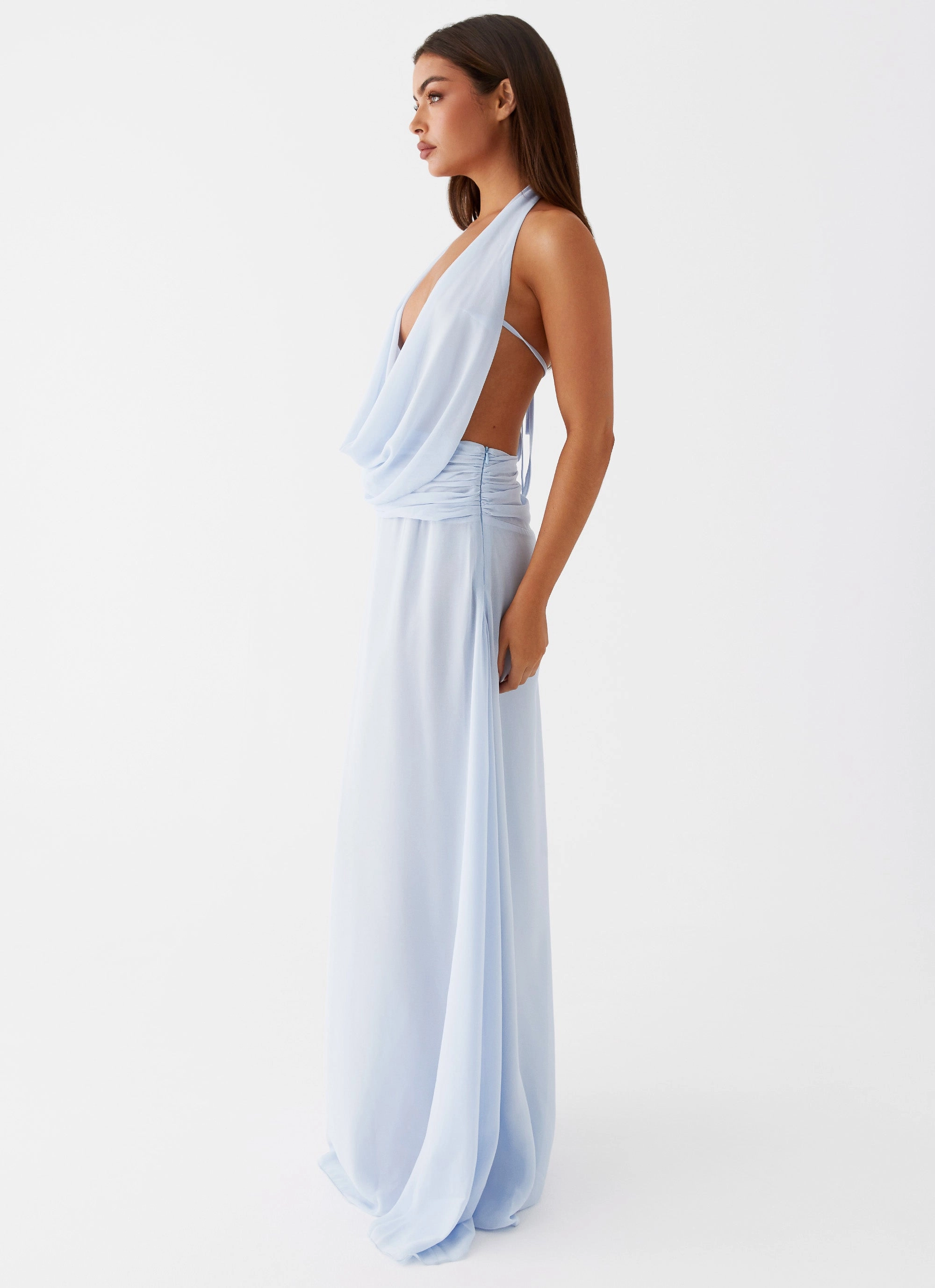 Elysia Chiffon Maxi Dress - Baby Blue MoldResistantTexture Color Glow