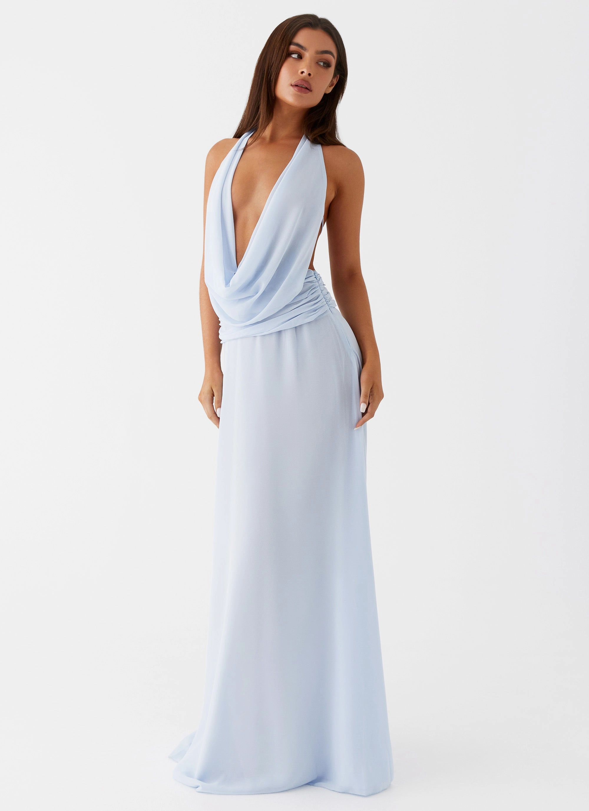 Airy Fit A-Line Elysia Chiffon Maxi Dress - Baby Blue