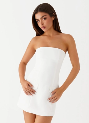 Allora Strapless Mini Dress - White Summer Soft