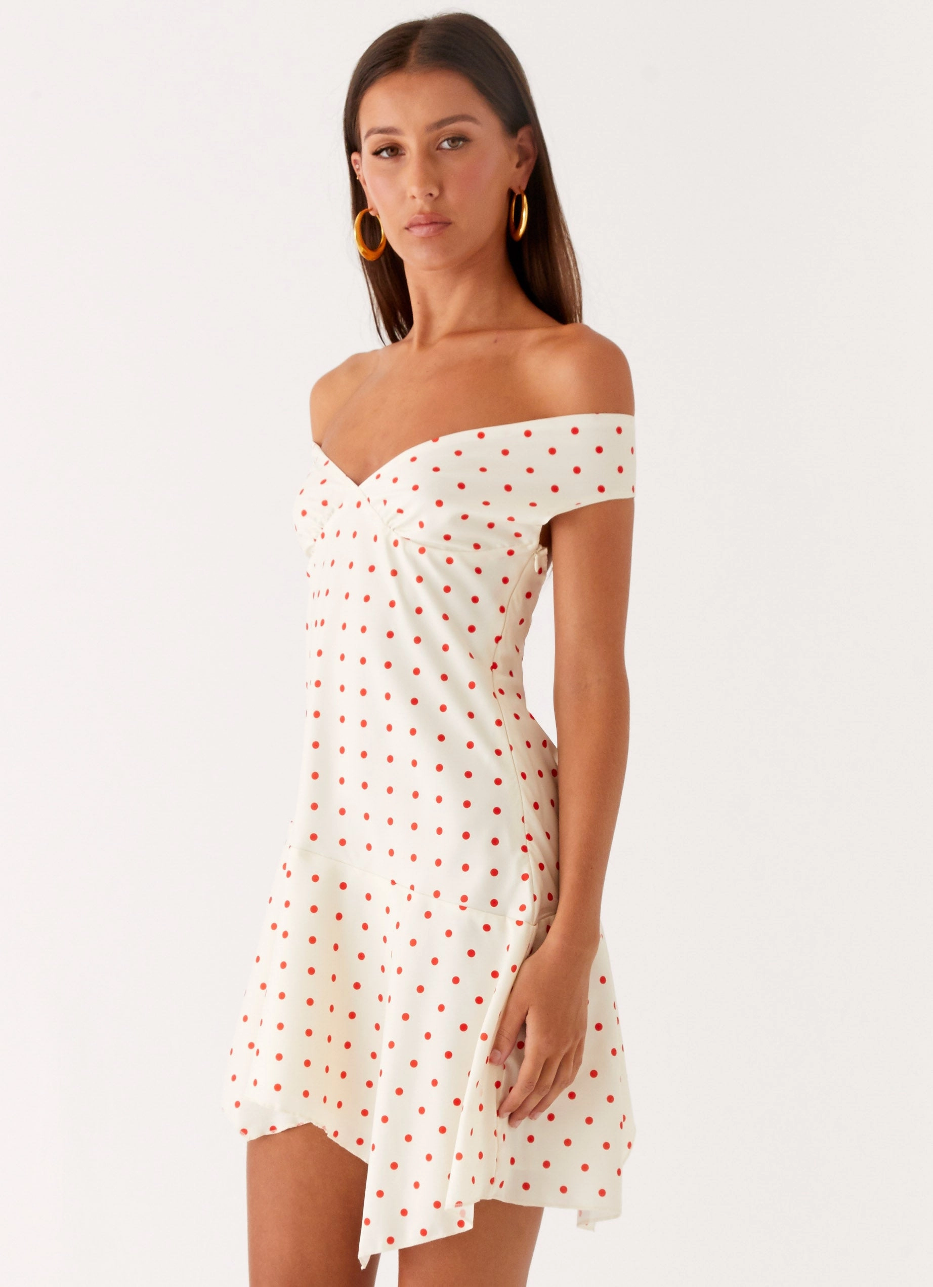Fashion Daily Alma Mini Dress - White Red Polka Dot