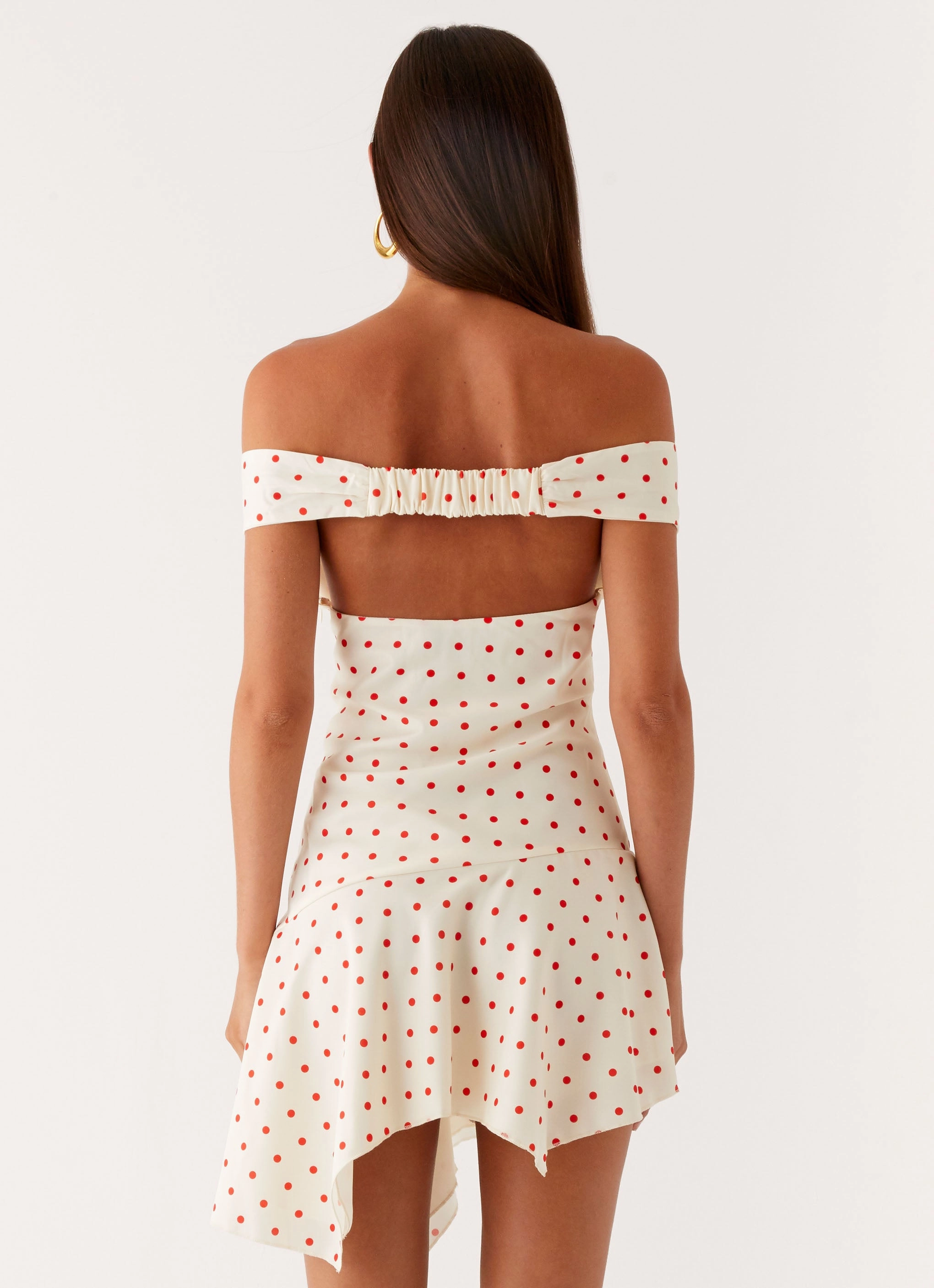 Luxe Fabric Trend Movement Alma Mini Dress - White Red Polka Dot