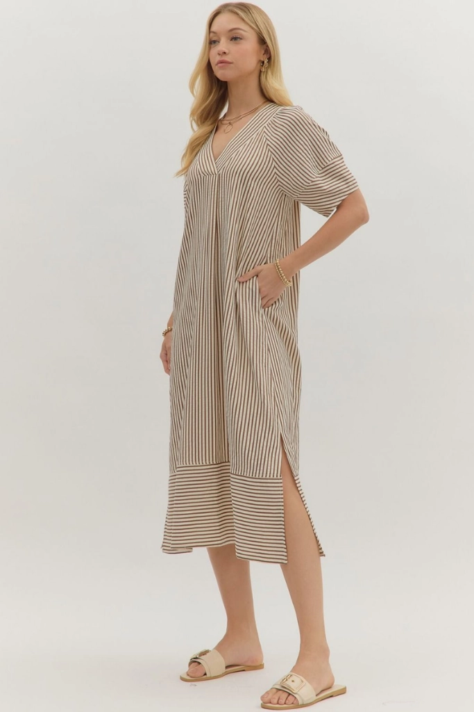 Amber Seersucker Midi Dress Slim-fit FlexibleClosure